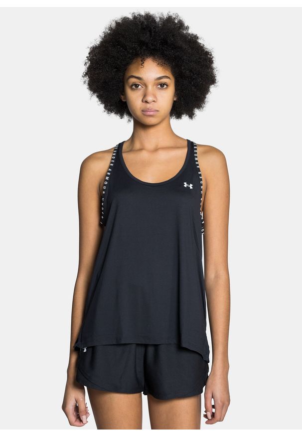Top treningowy damski czarny Under Armour Knockout Tank. Kolor: czarny. Materiał: materiał. Sezon: lato, zima, jesień. Sport: fitness