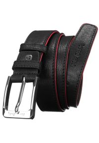 Pasek skórzany Pierre Cardin 9033 czarny. Kolor: czarny. Materiał: skóra. Styl: elegancki, casual