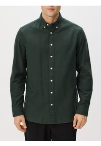 Reserved - Bawełniana koszula slim fit - ciemnozielony. Kolor: zielony. Materiał: bawełna #1