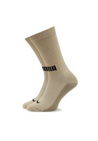 Puma Zestaw 2 par wysokich skarpet męskich Men Front Logo Crew 2P 938010 Beżowy. Kolor: beżowy. Materiał: materiał, bawełna #3