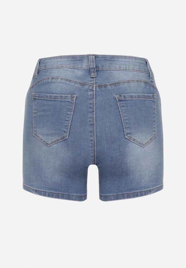 Born2be - Niebieskie Szorty Jeansowe z Ozdobną Kokardką i Wysokim Stanem Ilbia. Okazja: na imprezę. Stan: podwyższony. Kolor: niebieski. Materiał: jeans. Sezon: lato. Styl: elegancki