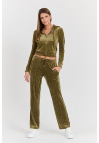Juicy Couture - JUICY COUTURE Damska zielona bluza Madison Hoodie, Rozmiar S. Okazja: na co dzień. Kolor: zielony. Materiał: materiał, poliester, elastan. Styl: elegancki, casual, sportowy #6