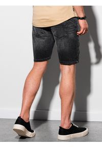 Ombre Clothing - Krótkie spodenki męskie jeansowe - czarne V1 W307 - XXL. Kolor: czarny. Materiał: jeans. Długość: krótkie. Sezon: lato #5