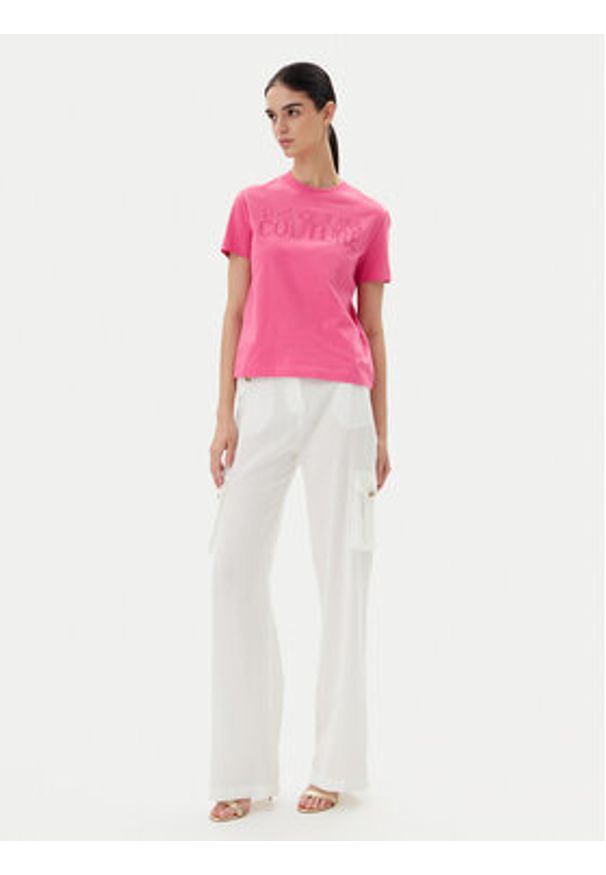 Versace Jeans Couture T-Shirt 78HAHS04 Różowy Regular Fit. Kolor: różowy. Materiał: bawełna