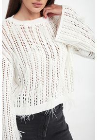 Twinset Milano - Sweter damski ażurowy z piórkami TWINSET. Wzór: ażurowy #2