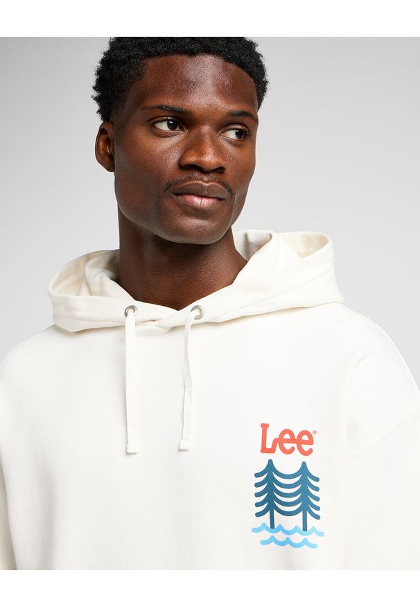 Lee - LEE GRAPHIC HOODIE MĘSKA BLUZA Z KAPTUREM NIEROZPINANA ECRU 112349068 LM34015543. Typ kołnierza: kaptur