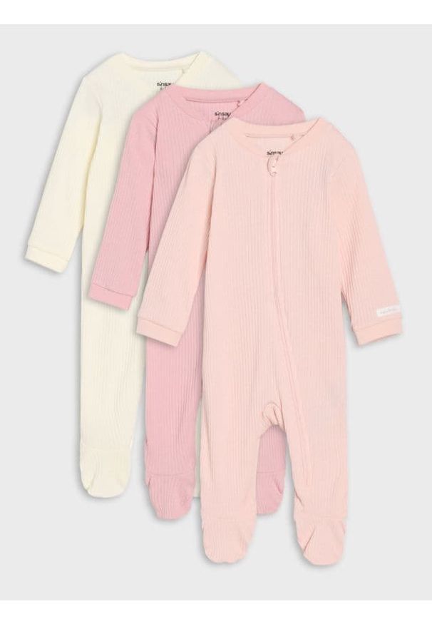Sinsay - Pajacyk z prążkowanej dzianiny 3 pack - różowy. Kolor: różowy. Materiał: dzianina, prążkowany