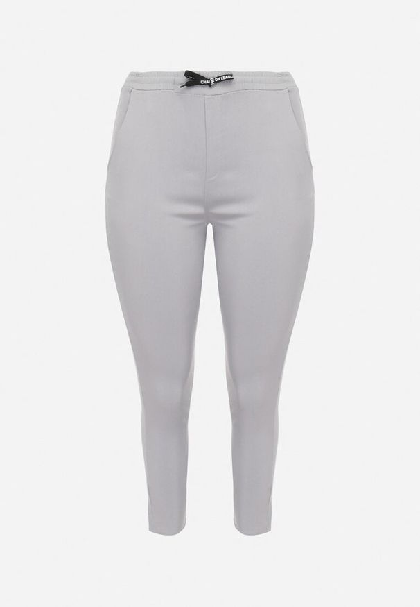 Born2be - Jasnoszare Casualowe Spodnie z Elastyczną Gumką w Pasie i Ozdobnymi Sznurkami Penderia. Okazja: na co dzień. Kolor: szary. Styl: casual