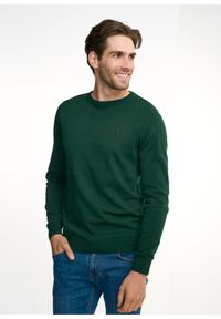 Ochnik - Zielony sweter męski basic. Okazja: na co dzień. Kolor: zielony. Materiał: bawełna. Długość: długie. Styl: casual #1