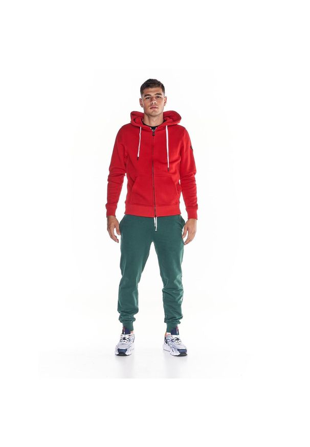 LEONE 1947 APPAREL - Męska bluza z kapturem i zamkiem błyskawicznym na całej długości Heavy Basic. Typ kołnierza: kaptur. Kolor: czerwony. Materiał: tkanina. Sport: fitness