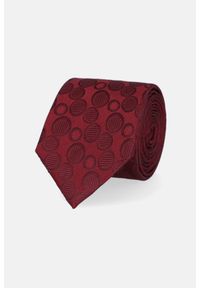 Lancerto - Krawat Jedwabny Bordowy Wzór w Koła. Kolor: czerwony. Materiał: jedwab