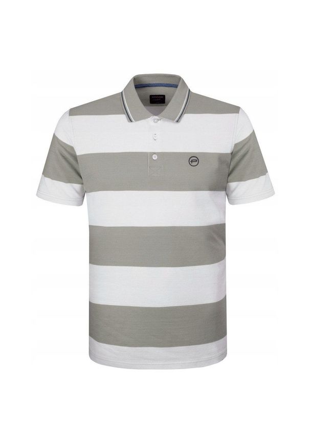 Koszulka Polo - Męska - Pako Jeans - Biało-Beżowe Pasy. Okazja: na co dzień. Typ kołnierza: polo. Kolor: wielokolorowy, beżowy, brązowy. Materiał: bawełna. Wzór: paski, prążki. Styl: casual