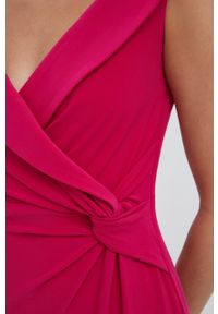 Lauren Ralph Lauren sukienka 253863940006 kolor różowy maxi rozkloszowana. Kolor: różowy. Materiał: tkanina. Długość rękawa: na ramiączkach. Wzór: gładki. Typ sukienki: rozkloszowane. Długość: maxi #2