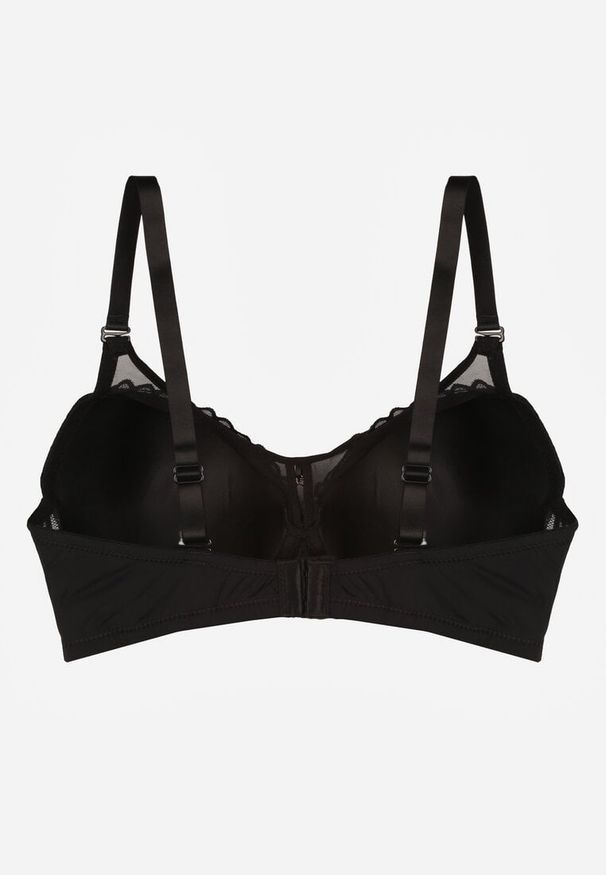 Born2be - Czarny Biustonosz z Koronką i Transparentną Wstawką Heliphine. Kolor: czarny. Materiał: koronka. Wzór: koronka