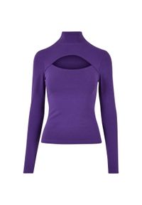 Urban Classics - Bluzka Z Długim Rękawem Dla Pań I Panów Z Wyciętym Dekoltem W Kształcie Żółwia. Kolor: fioletowy. Długość rękawa: długi rękaw. Długość: długie #1