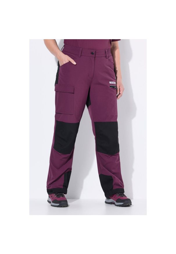 ULLA POPKEN - Damskie Hybrydowe spodnie trekkingowe HYPRAR odblaski pasek na rzep. Kolekcja: plus size. Kolor: czerwony. Materiał: bawełna, poliester, materiał. Długość: długie