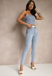 Renee - Niebieskie Jeansy Skinny Push Up Regular Waist Nenoria. Okazja: na co dzień. Kolor: niebieski. Styl: casual, elegancki