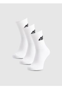 4f - 4F Skarpetki długie (3-pack) męskie - białe 39-42. Kolor: biały. Wzór: prążki. Sport: turystyka piesza #1