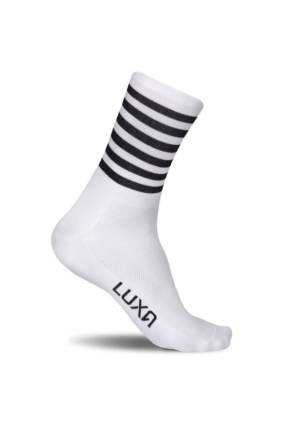 LUXA - Skarpetki Rowerowe Unisex Luxa Stripes. Kolor: biały. Materiał: elastan, poliamid. Wzór: paski