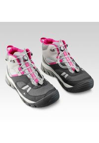 quechua - Buty turystyczne dla dzieci Crossrock Mid wodoodporne. Kolor: szary. Materiał: kauczuk. Szerokość cholewki: normalna. Sport: turystyka piesza, wspinaczka