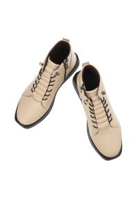 Beżowe Botki Artiker Modne Obuwie Damskie. Kolor: beżowy. Materiał: skóra, jeans. Sezon: wiosna, jesień. Styl: elegancki #5