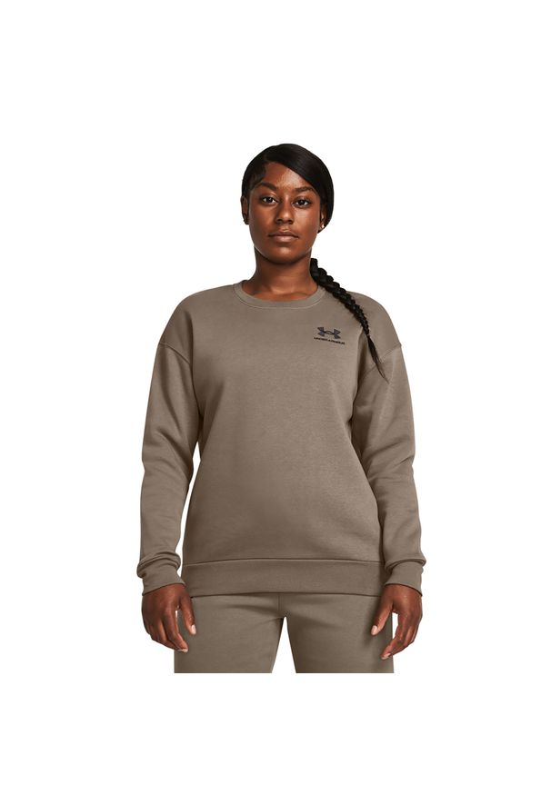 Bluza damska Under Armour Essential Fleece Crew. Kolor: brązowy