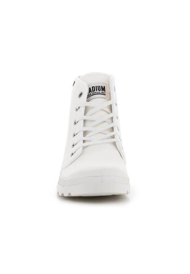 Buty do chodzenia unisex Palladium Pampa HI. Wysokość cholewki: za kostkę. Zapięcie: sznurówki. Kolor: biały. Materiał: guma, materiał, syntetyk. Szerokość cholewki: normalna. Sport: turystyka piesza