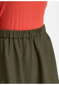 Spódnica lniana bonprix ciemnooliwkowy. Kolor: zielony. Materiał: len. Styl: klasyczny #3