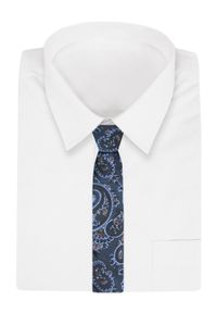 Alties - Męski Krawat - ALTIES - Klasyczny - Granatowy w Niebieski Wzór Paisley. Kolor: niebieski. Materiał: tkanina. Wzór: paisley. Styl: klasyczny