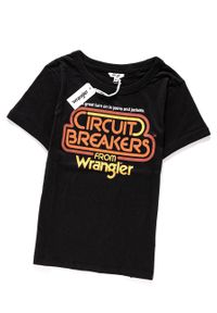 Wrangler - WRANGLER T SHIRT DAMSKI GRAPHIC RINGER TEE BLACK W7373EV01. Wzór: nadruk