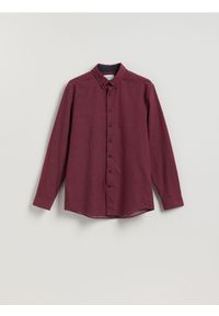 Reserved - Bawełniana koszula regular fit - bordowy. Kolor: czerwony. Materiał: bawełna #1