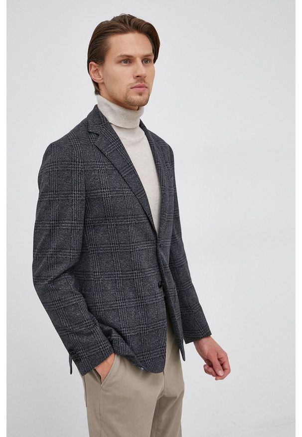 BOSS - Boss - Marynarka z domieszką wełny. Kolor: szary. Materiał: wełna. Styl: klasyczny