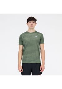 Koszulka męska New Balance MT21263DON – zielone. Kolor: zielony. Sport: bieganie, fitness