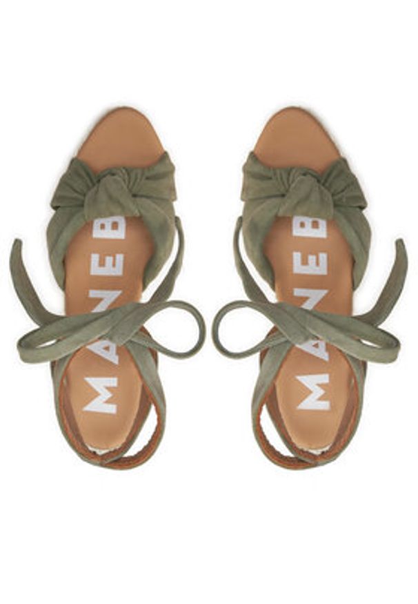 Manebi Espadryle Hamptons Wedge Espadrilles With Knot W 0.1 WS Zielony. Kolor: zielony. Materiał: zamsz, skóra
