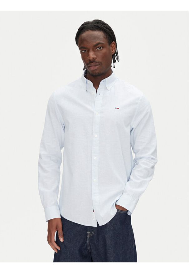 Tommy Jeans Koszula DM0DM20875 Błękitny Regular Fit. Kolor: niebieski. Materiał: bawełna, len