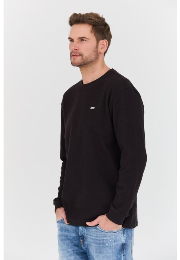Tommy Jeans - TOMMY JEANS Czarny męski sweter, Rozmiar M. Kolor: czarny
