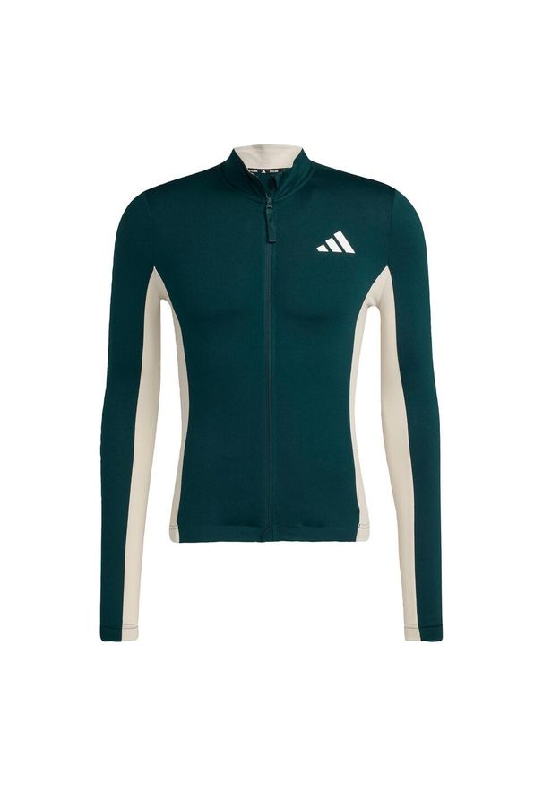 Adidas - Koszulka z długim rękawem do jazdy na rowerze Tempo 3-Stripes. Kolor: szary, zielony, wielokolorowy. Długość rękawa: długi rękaw. Długość: długie. Sport: kolarstwo