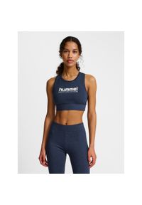 Biustonosz lekkiego wsparcia z logo dla kobiet Hummel Pulse. Kolor: wielokolorowy, niebieski, zielony #1