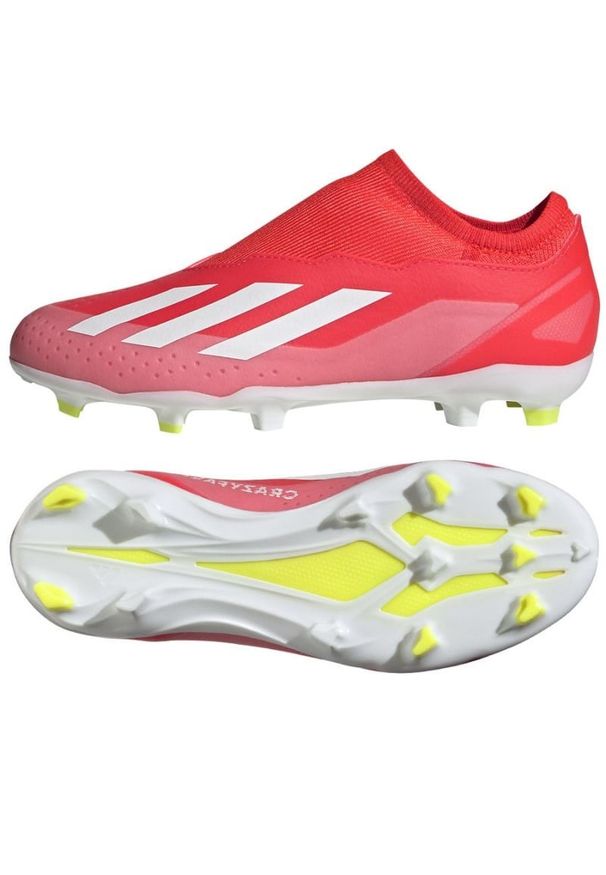 Adidas - Buty piłkarskie adidas X Crazyfast League Ll Fg Jr IF0688 czerwone. Kolor: czerwony. Materiał: syntetyk, guma. Sport: piłka nożna