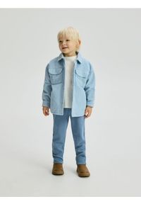 Reserved - Spodnie z ociepleniem - granatowy. Kolor: niebieski. Materiał: bawełna, dzianina #1