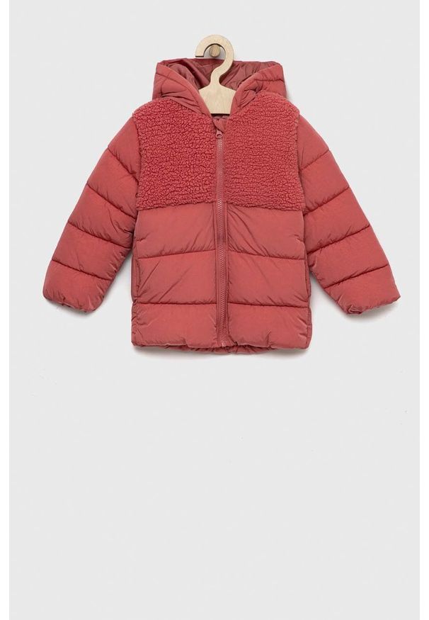 United Colors of Benetton kurtka dziecięca kolor różowy. Okazja: na co dzień. Typ kołnierza: kaptur. Kolor: różowy. Styl: casual