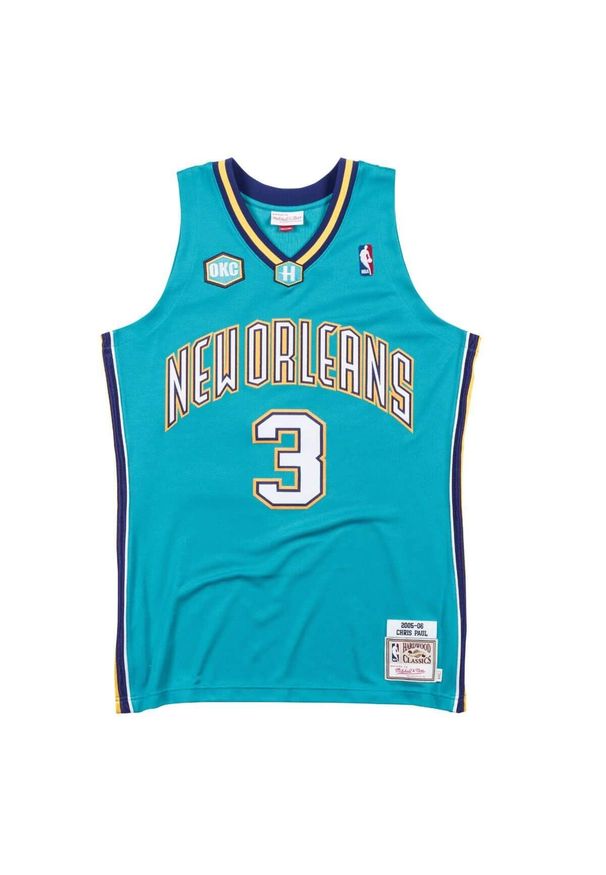 Mitchell & Ness - New Orleans Pelicans koszulka nba chris paul. Kolor: niebieski, zielony, wielokolorowy. Sport: koszykówka