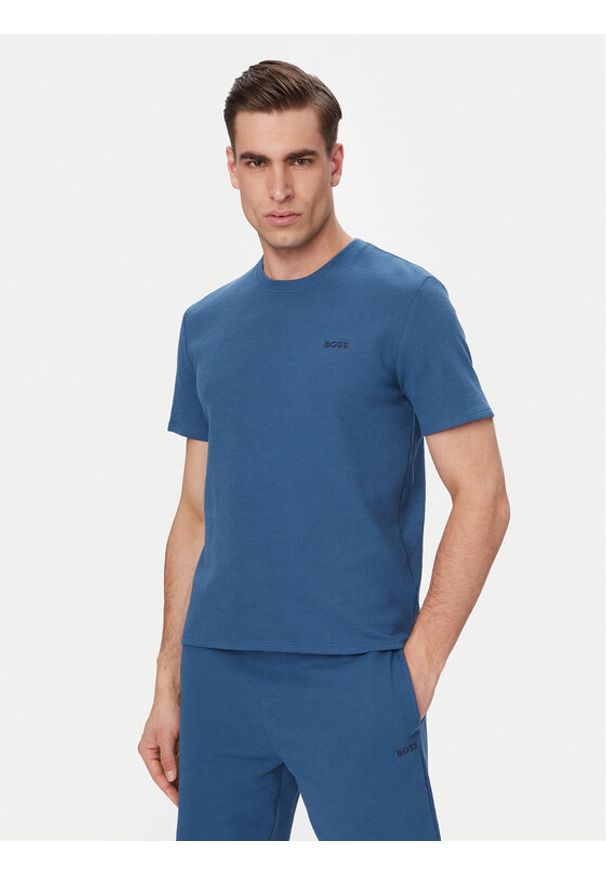 BOSS T-Shirt Waffle 50535892 Niebieski Regular Fit. Kolor: niebieski. Materiał: bawełna