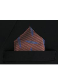 Poszetka Męska, Elegancka - Alties - Brązowa w Geometryczny Wzór. Kolor: brązowy, beżowy, wielokolorowy. Materiał: poliester. Wzór: geometria