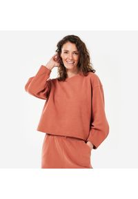 KIMJALY - Bluza do jogi damska Kimjaly. Kolor: brązowy. Materiał: bawełna, poliester, elastan, materiał. Sport: joga i pilates