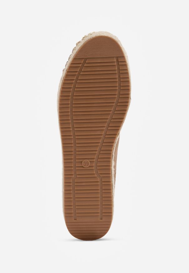 Renee - Brązowe Espadryle VICES w Klasycznym Stylu na Platformie z Plecionką Cherimare. Kolor: brązowy. Wzór: kwiaty. Sezon: lato. Obcas: na platformie. Styl: klasyczny