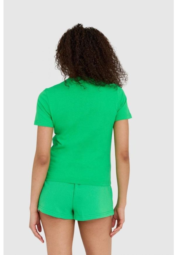 Juicy Couture - JUICY COUTURE Zielony t-shirt damski haylee recycled z haftowanym logo, Rozmiar M. Kolor: zielony. Wzór: haft
