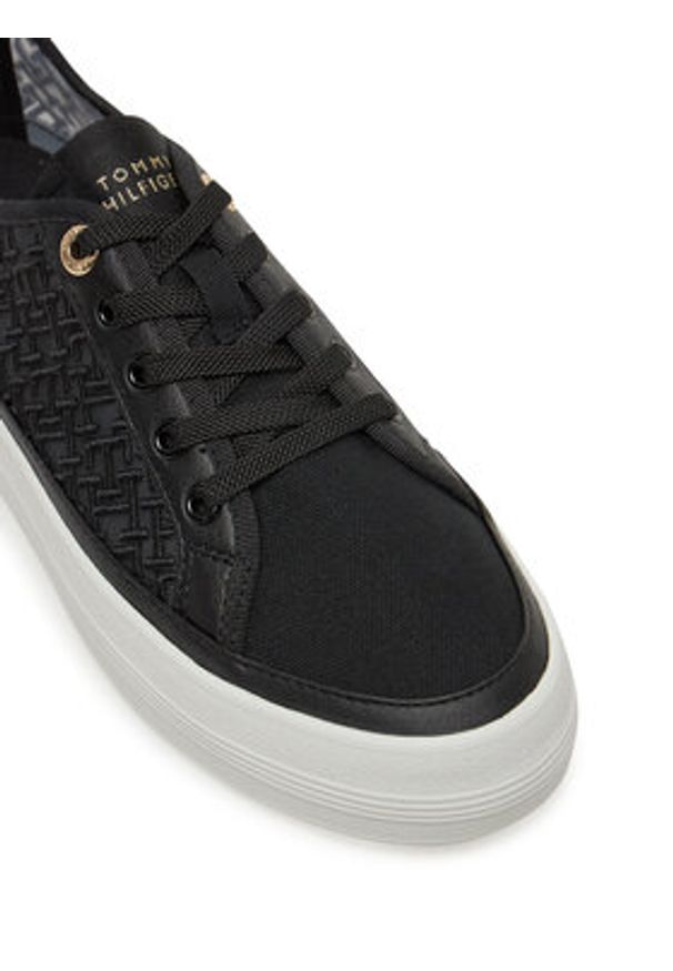 TOMMY HILFIGER - Tommy Hilfiger Sneakersy Vulc Embroidered Sneaker FW0FW08685 Czarny. Kolor: czarny. Materiał: materiał