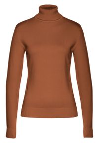 Sweter z golfem bonprix kasztanowy brąz. Typ kołnierza: golf. Kolor: brązowy