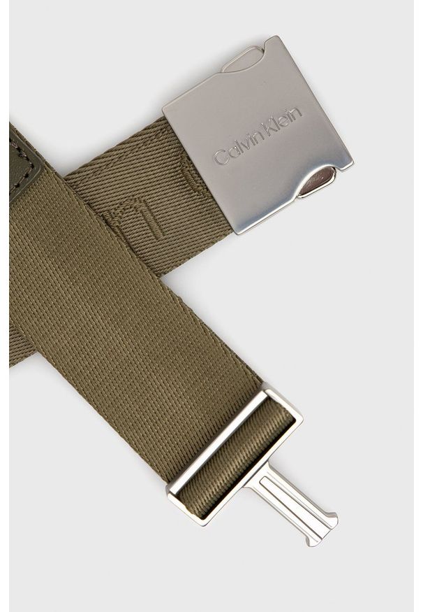 Calvin Klein - Pasek. Kolor: zielony. Materiał: poliamid